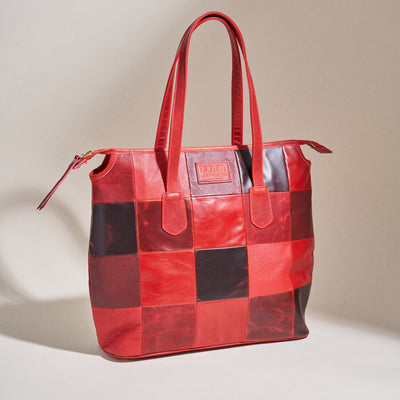 Patchwork Tote in Shades of Red