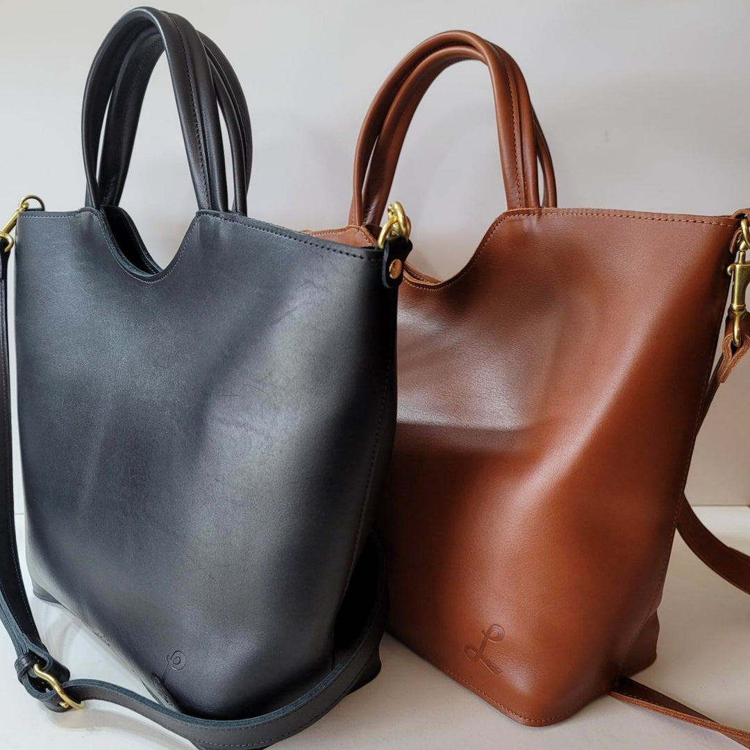 Scoop Tote - Black | Lund Leather