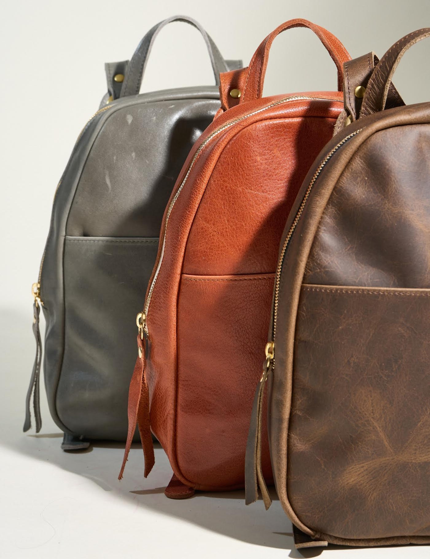 Zippered Backpack - Distressed Brown