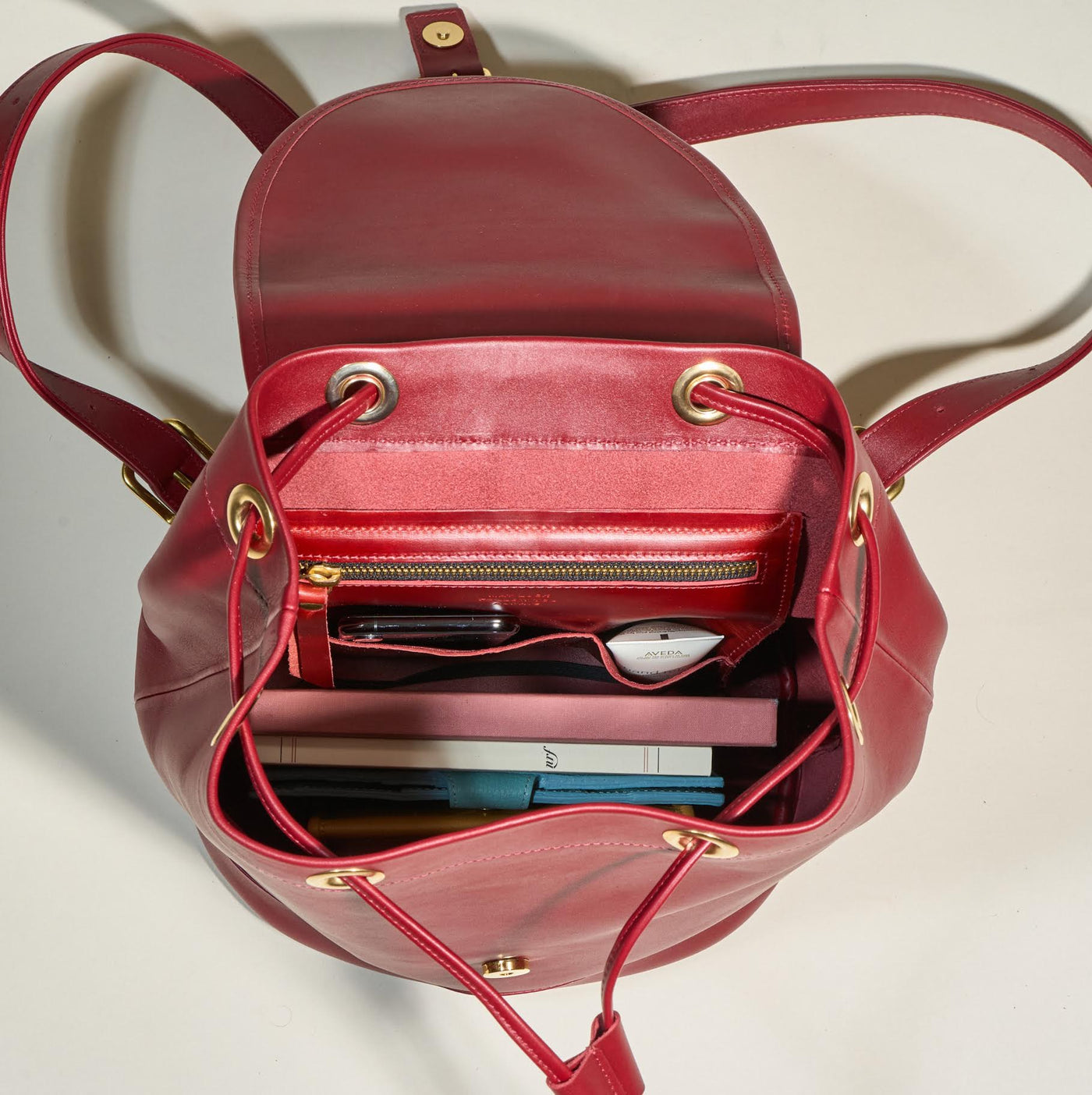 Large Red Leather Backpack | Lund Leather