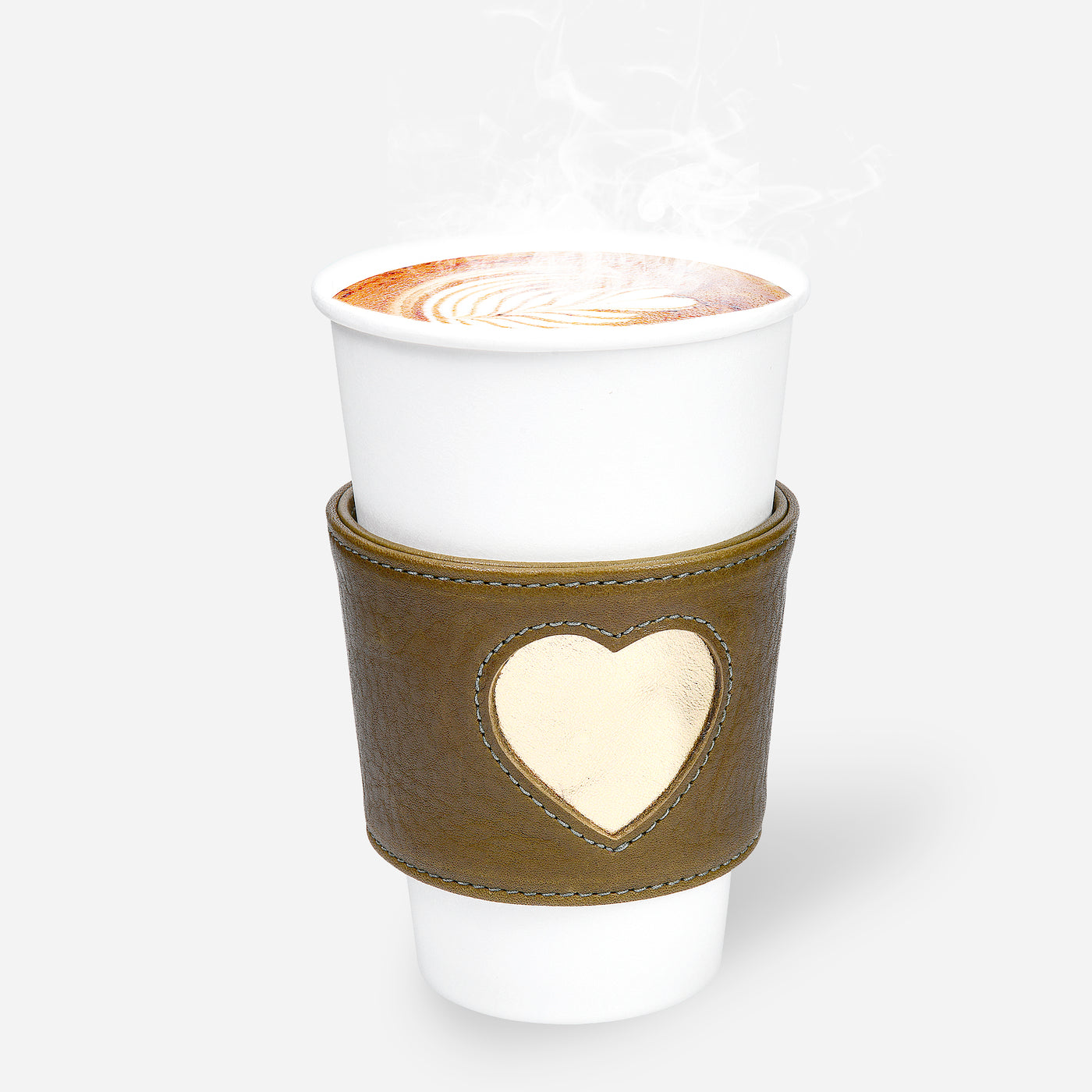 Reusable Cup Sleeve - Olive Heart
