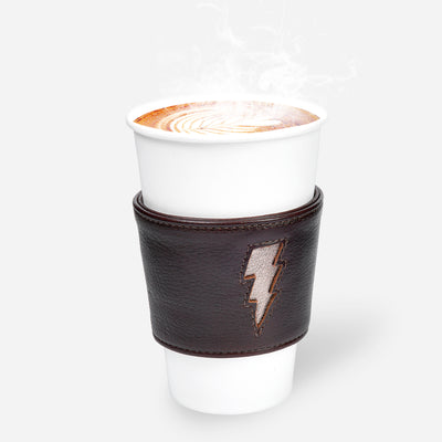Reusable Cup Sleeve - Tumbled Brown Lightning Bolt