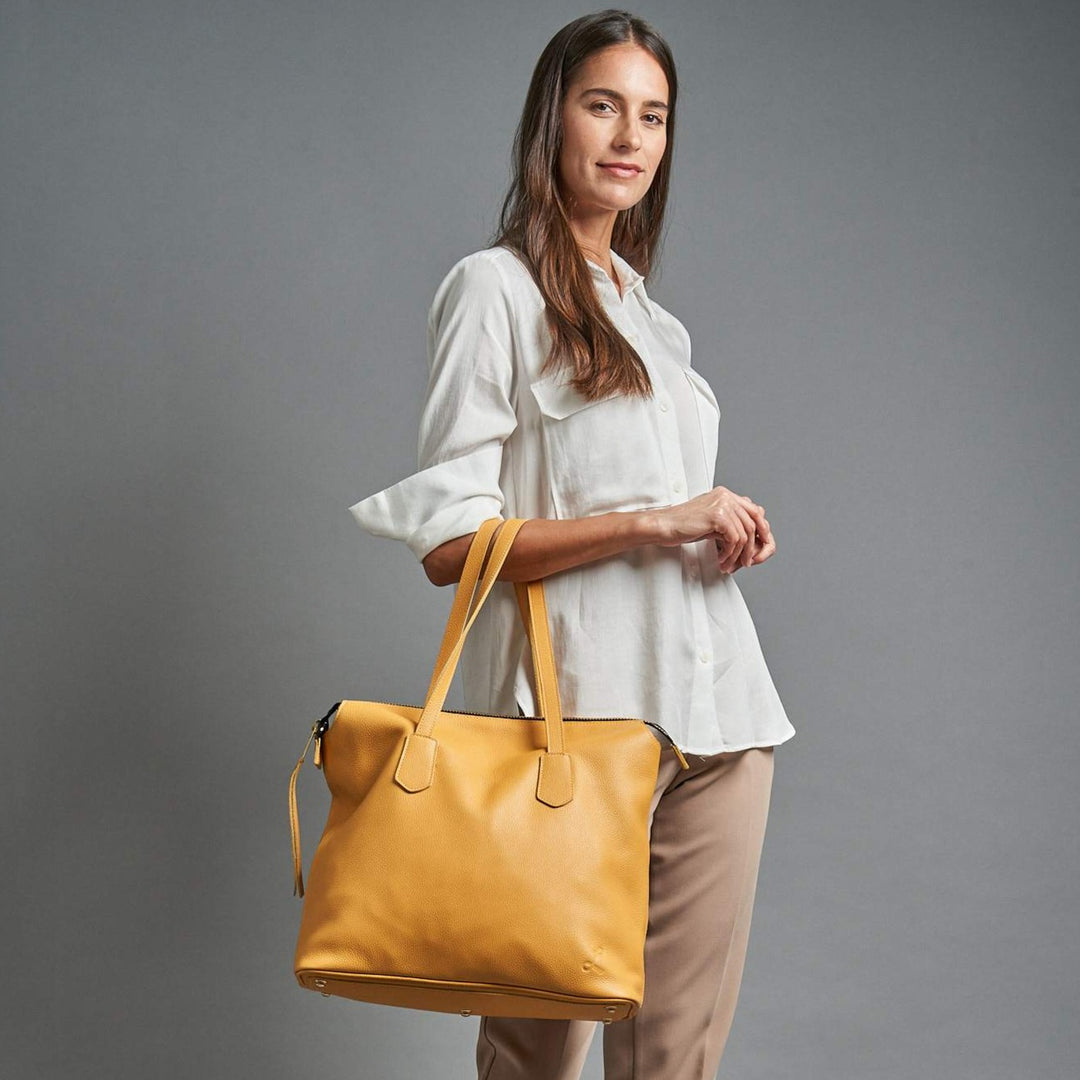 Yellow Leather Day Tote Bag Lund Leather