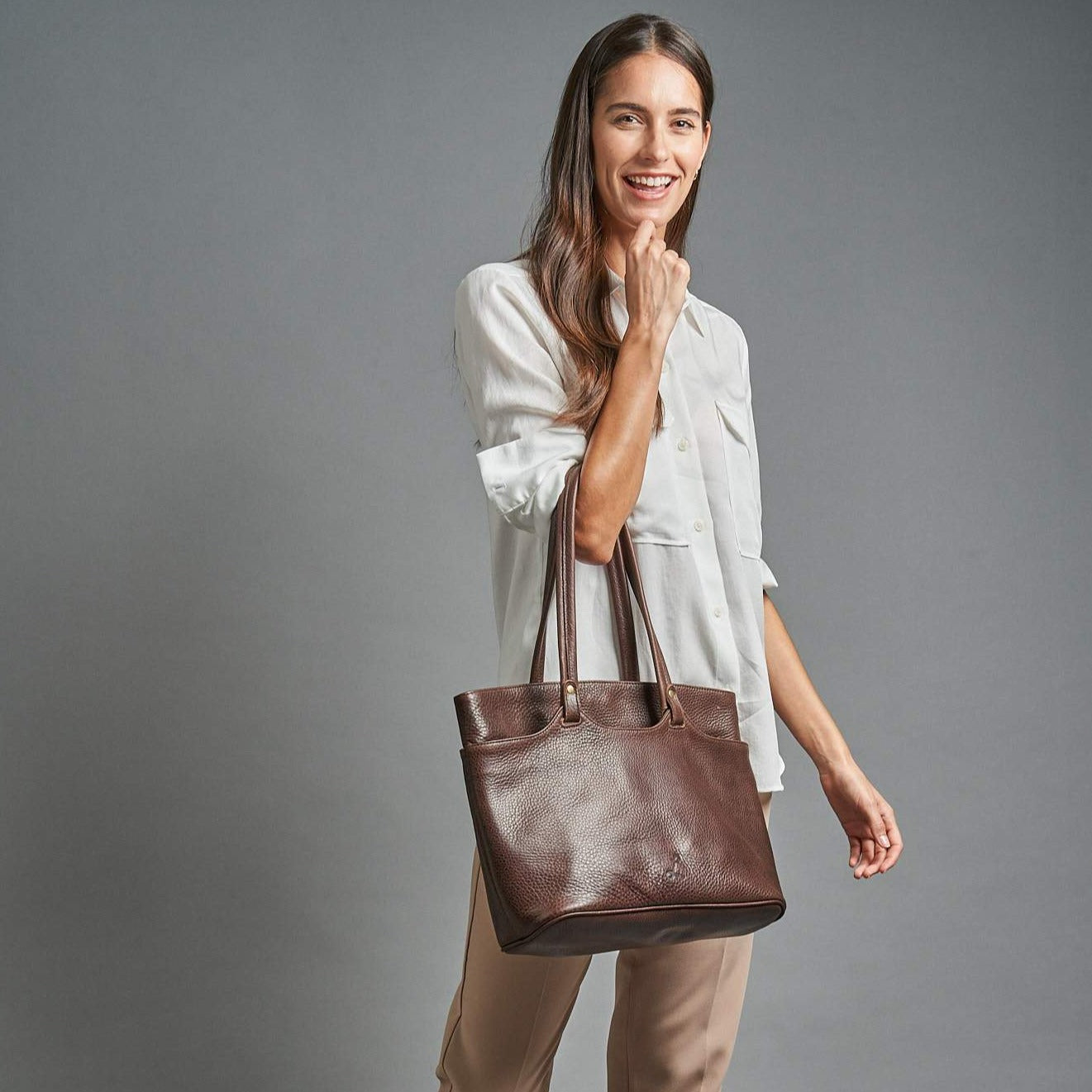 Brown Classic Leather Tote Bag | Lund Leather