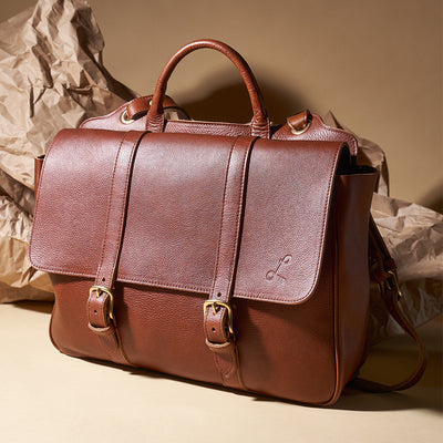Two Handled Satchel - Tumbled Brown
